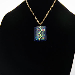 Jewelry - Dark blue pendant with iridescent green and gold