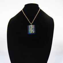 Load image into Gallery viewer, Jewelry - Dark blue pendant with iridescent green and gold
