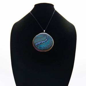 Jewelry - Extra large round pendant with turquoise