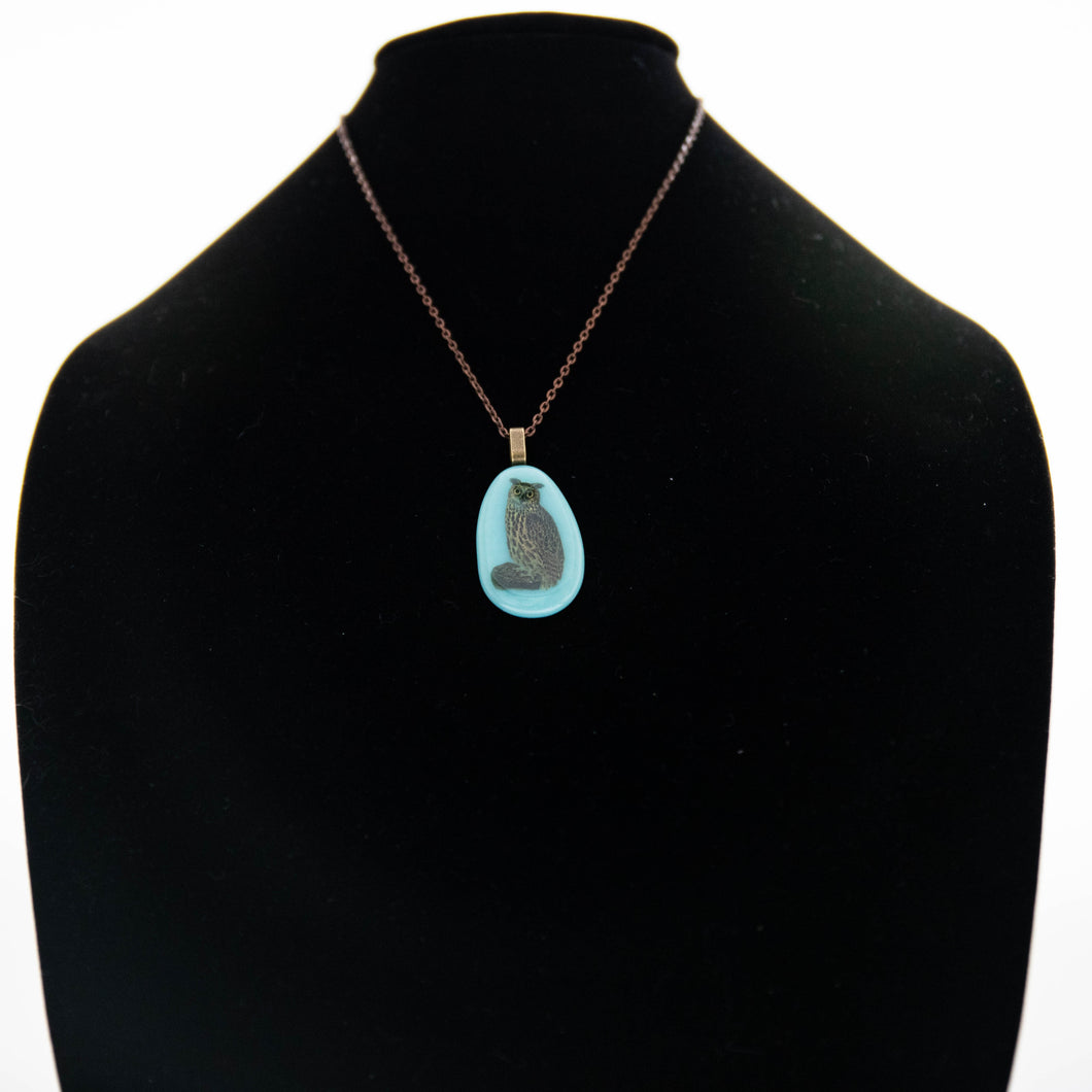Jewelry - Turquoise tear drop pendant with owl