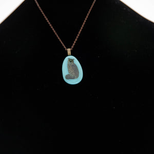 Jewelry - Turquoise tear drop pendant with owl