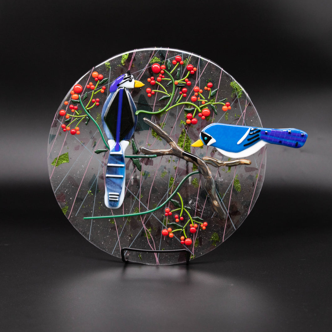 Decorative - Blue jays snacking on a tree branch