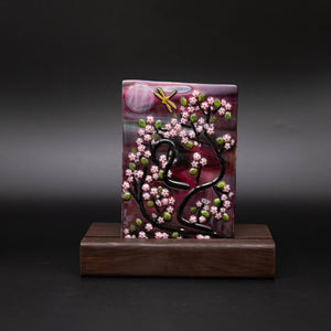 Decorative - Rose swirled glass with cherry blossoms