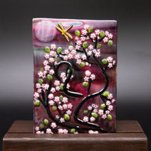 Load image into Gallery viewer, Decorative - Rose swirled glass with cherry blossoms
