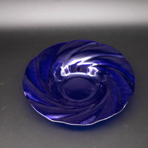 Bowl - Deep blue glass with spiral edge