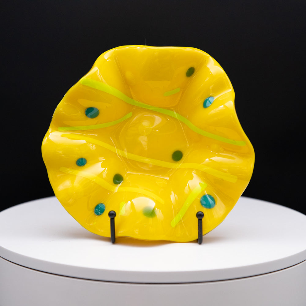 Bowl - Yellow with stripes and polka dots