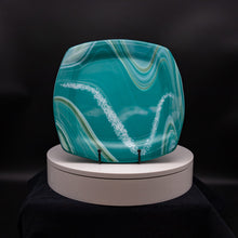 Load image into Gallery viewer, Plate - Cream and teal colored swirl
