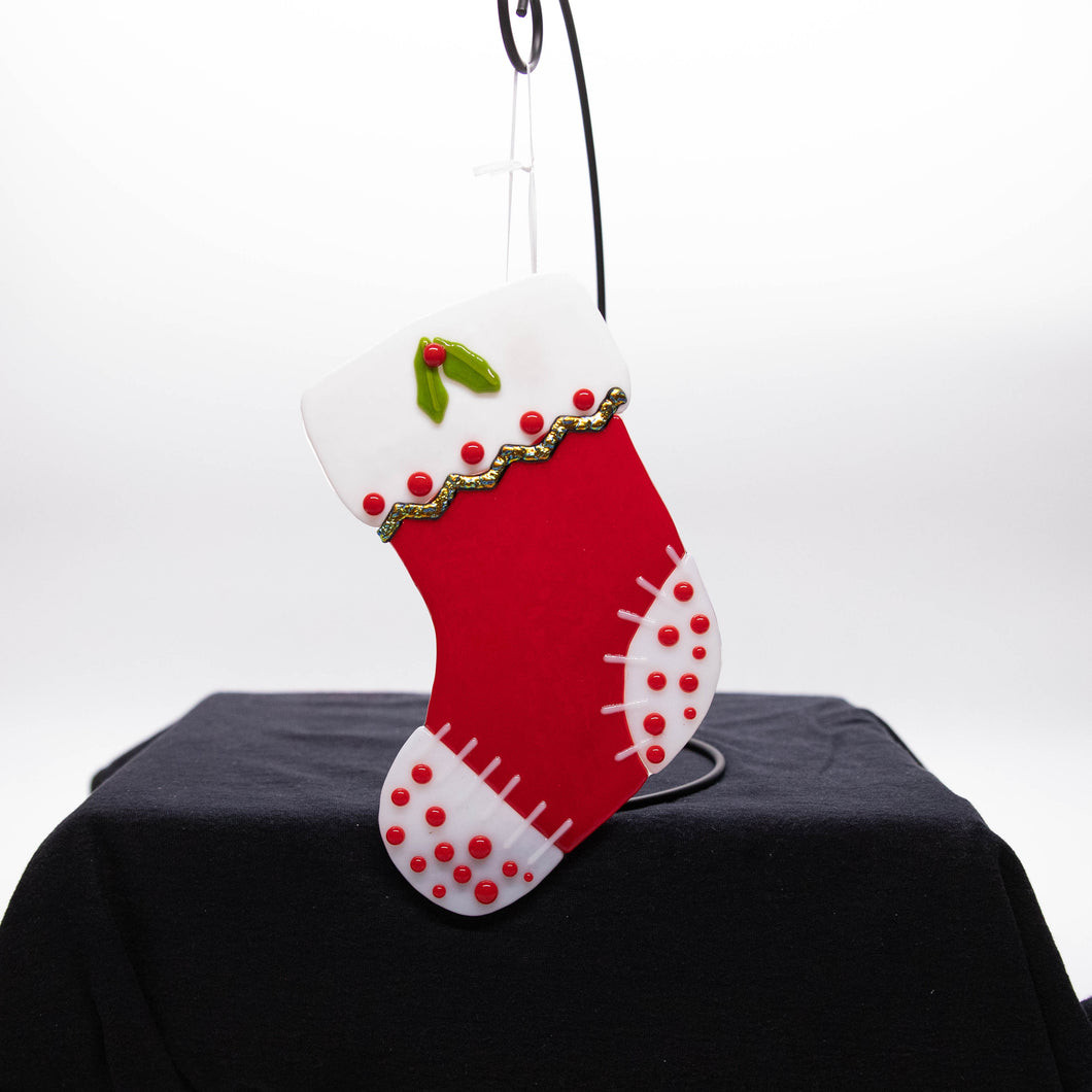 Holiday Stocking - Red with white toes and polka dots