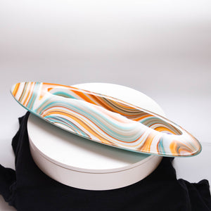 Plate - Orange cream and blue oblong platter