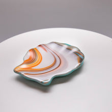 Load image into Gallery viewer, Plate - Orange cream and blue scallop-shaped plate
