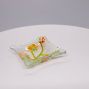 Plate - Clear soap dish with blossoms