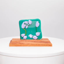 Load image into Gallery viewer, Plate - Turquoise soap dish with blossoms
